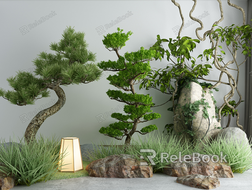 New Chinese Gardening Sits Courtyard Landscape model