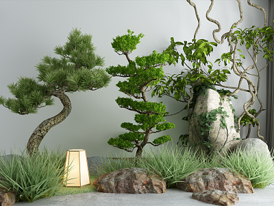 New Chinese Gardening Sits Courtyard Landscape model