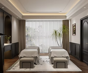 Modern French Beauty Salon Beauty Room Beauty Bed Beauty Stool Dream Curtain 3d model
