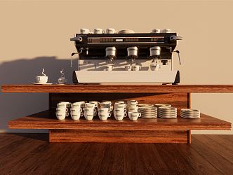 Modern coffee machine Coffee cup Dinner plate 3d model