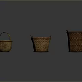 Three Handwoven Baskets in Various Sizes for Daily Household Use