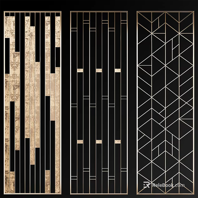 Modern Room Dividers With Decorative Stripes And Geometric Patterns Design 3d model 