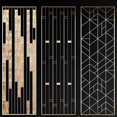 Modern Room Dividers With Decorative Stripes And Geometric Patterns Design 3d model
