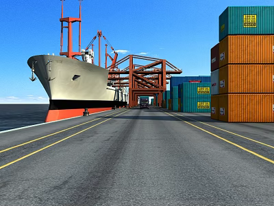 Container port 10,000-ton ship cargo ship forklift 3d model