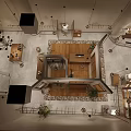 Modern Clothing Store Interior With Wooden Display Racks Hanging Lamps And Curtains