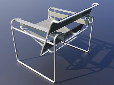 Modern Minimalist Single Chair With Silver Metal Frame And Gray Fabric Seat 3d model