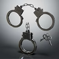 Studio Shot Of Metal Handcuffs With Chain And Keys On Dark Background