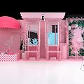 Fashion Art Themed Cultural Center With Pink Blue Decor And Creative Installations