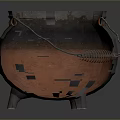 Vintage Cast Iron Cooking Pot With Three Legs And Metal Handles