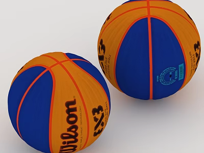 Wilson Two Orange And Blue Basketball Sports Equipment Design Details 3d model