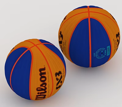 Wilson Two Orange And Blue Basketball Sports Equipment Design Details 3d model