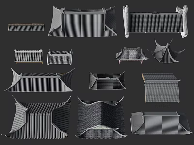 Traditional And Modern Architectural Roof Components With Diverse Design Styles And Structures 3d model