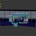 Futuristic Sci Fi Scene With Neon Lights Digital Grid And Glowing Geometric Design