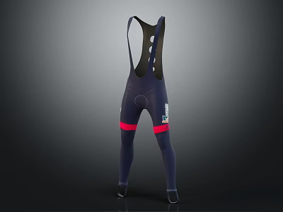 Dark Colored Cycling Bib Shorts With Suspenders And Red Stripes 3d model