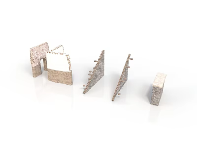 Wooden Stone Building Components With Various Shapes Arches And Wall Fragments 3d model