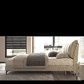 Modern Double Bed With Beige Leather Headboard In Bedroom With Natural Light Nightstand And Lamp