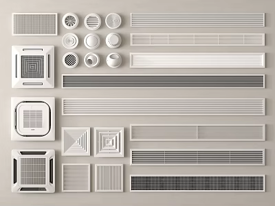 Modern Home Air Conditioner Vents With Various Grille Designs And Styles 3d model