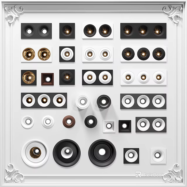 Various Modern Downlights And Spotlights With Different Designs For Home Lighting 3d model