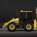 JCB Yellow Backhoe Loader For Construction Work With Front Bucket And Rear Arm 3d model