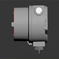 Industrial Pressure Gauge With Red Circular Dial And Silver Metal Housing