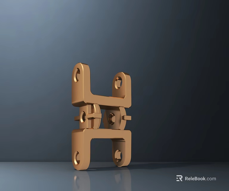 Golden Metallic Bracket Structure With Multiple Holes For Industrial Machinery 3d model