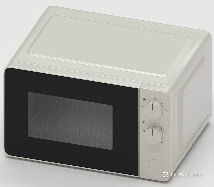 White And Black Microwave Oven Kitchen Appliance With Control Knobs And Glass Door 3d model 