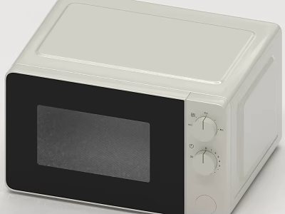 White And Black Microwave Oven Kitchen Appliance With Control Knobs And Glass Door 3d model