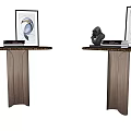 Modern Wooden Console Table With Black Sculpture And Abstract Art Decor