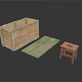 Rustic Vintage Wooden Box Plank And Small Stool For Home Decor