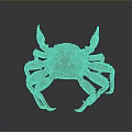 3D Model of Red and Gold Crab with Claws Legs on Dark Background with Reflection