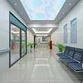 Modern Medical Room Interior With CT Scanner And Sky Ceiling Design