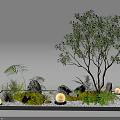 Indoor Landscape Design With a Green Tree Surrounding Green Plants Stones Small Lights And Gravel