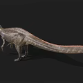 Realistic Dinosaur Model With Open Mouth Red Crest And Striped Body