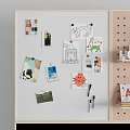 Creative Display Wall with Corkboard Pegboard Blackboard and Easel Showing Photos Notes Supplies