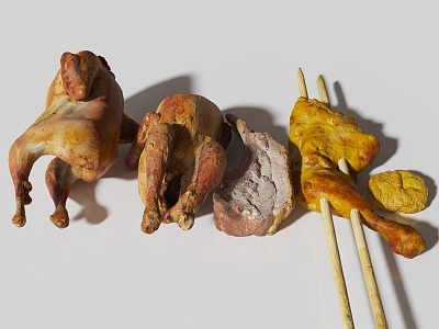 Grilled chicken barked chicken fried chicken meat food gourmet lamb chops leg chicken leg kebab steak 3d model