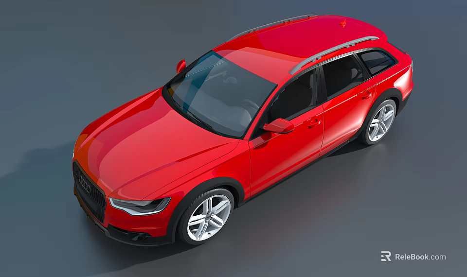 Red Audi Station Wagon With Modern Design Roof Rails And Silver Wheels 3d model 