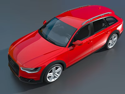 Red Audi Station Wagon With Modern Design Roof Rails And Silver Wheels 3d model