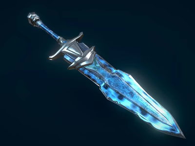 Blue Glowing Magical Sword With Decorative Hilt And Shiny Icy Blade Design 3d model Blue Glowing Magical Sword With Decorative Hilt And Shiny Icy Blade Design 3d model