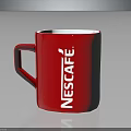 Red Ceramic Nescafe Mug With Classic Handle And Brand Logo Design