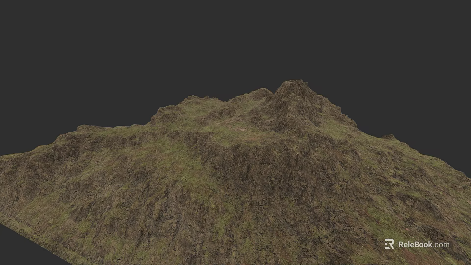 Natural Wood And Stone Mountain Landscape With Green Vegetation And Rock Textures 3d model 