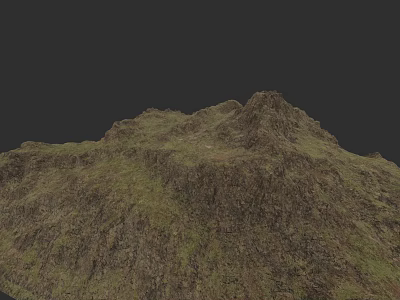 Natural Wood And Stone Mountain Landscape With Green Vegetation And Rock Textures 3d model