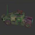 Military Camouflage Vehicle With Antenna Roof Mounted Equipment Off Road Tires And Tactical Design