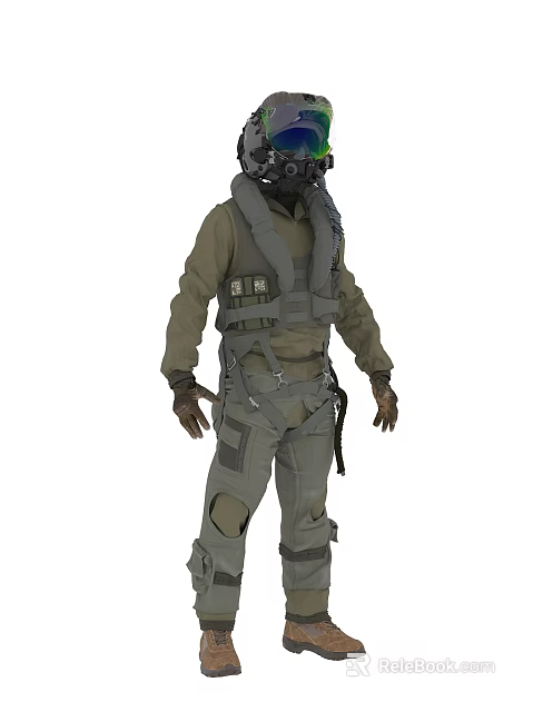 Man Wearing Military Uniform With Tactical Vest Helmet and Goggles 3d model 