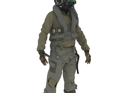 Man Wearing Military Uniform With Tactical Vest Helmet and Goggles 3d model