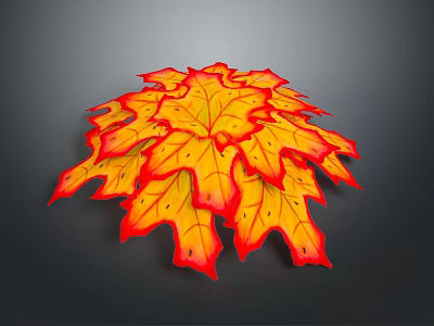 Vibrant Autumn Maple Leaves With Red And Yellow Clustered Leafy Appearance 3d model
