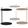 Modern Minimalist Side Tables with Round Top and Metal Frame in Black White and Beige