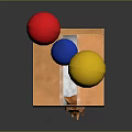 Open Cardboard Box With Red Yellow Blue Balloons And Smiley Face Design