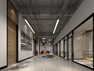 modern aisle office aisle 3d model