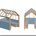 Public Facility Wooden Shelter With Glass Roof Blue Base And Seating Area
