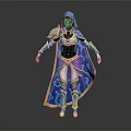 Fantasy Hooded Costume Blue Purple Robe With Golden Accents And Elegant Design